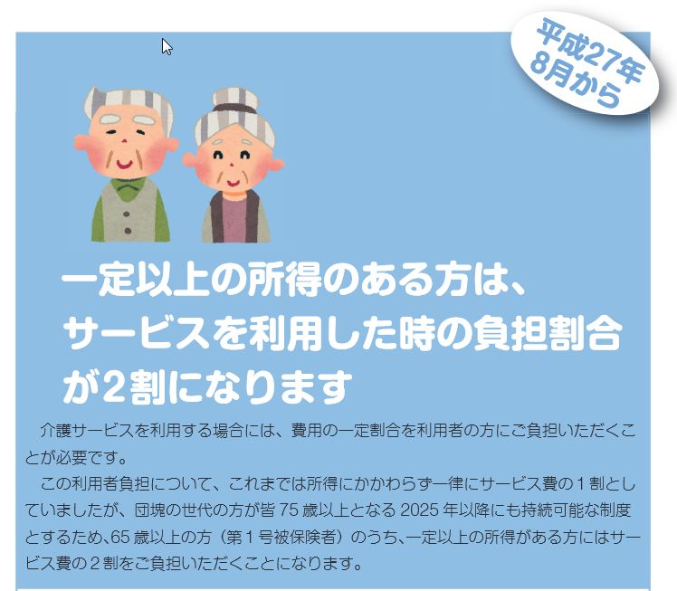 介護保険自己負担割合が変更になる？